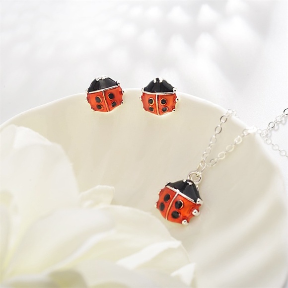 **SIBYL* 3-Pc Silver Ladybug Fashion Jewelry Set - Picture 5 of 7